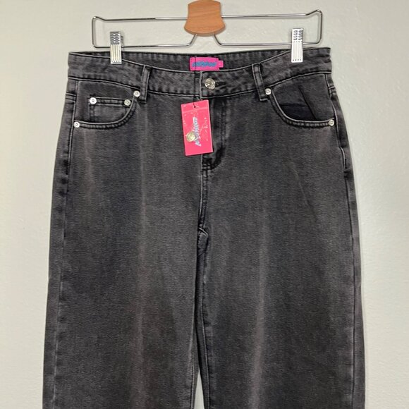 Edikted Black Bow Pocket Relaxed Cotton Denim Jeans size Large - Picture 6 of 12